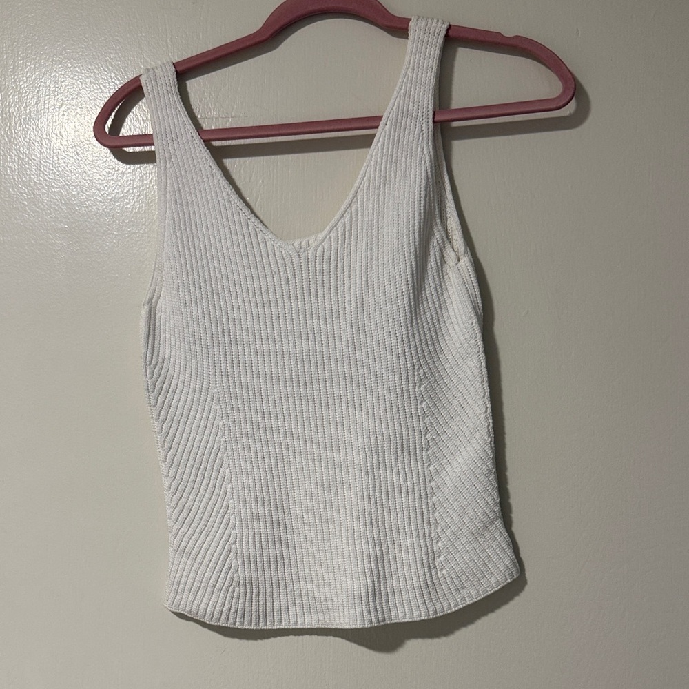 Vince White Ribbed Tank Top